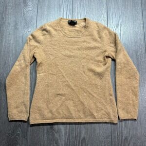 Lord & Taylor Cashmere Sweater Womens Large Camel Tan Crew Neck Long Sleeve Knit